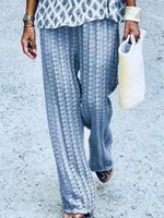 Geometric Print V-neck 3/4 Sleeves Two Piece Suit