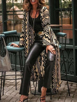 Geometric Print Casual Long Sleeves Cardigan