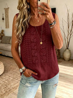 Women's Vintage Floral Textured Sleeveless Vest
