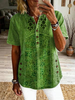 Women's Vintage Ethnic Pattern Art Print Casual Short-sleeve Shirt