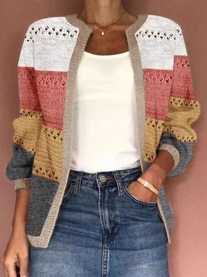 Jacquard Wrap Casual Cardigan