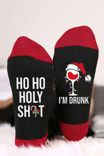 Christmas Letters Goblet Unisex Color Block Mid-calf Socks