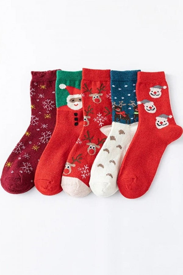 Christmas Snowman Elk Mid-calf Socks in Box