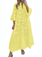 Women's Lace Eyelet Maxi Dress with Pockets