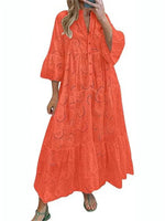Women's Lace Eyelet Maxi Dress with Pockets