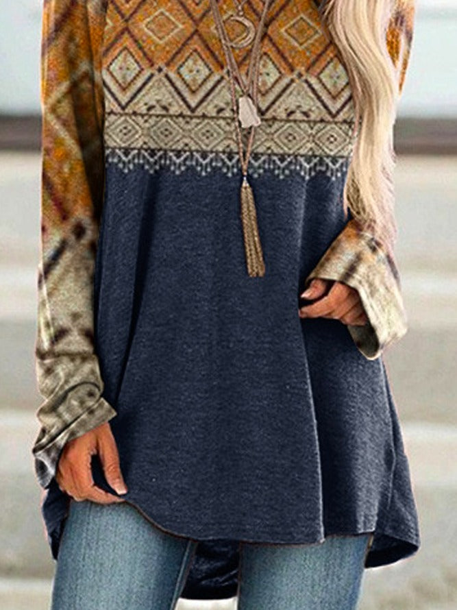 Jersey Ethnic Geometry Casual Sweatshirt