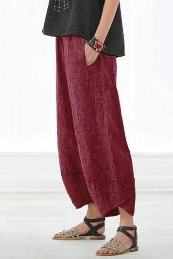 Women's Solid Color with Pockets Casual Loose Pants
