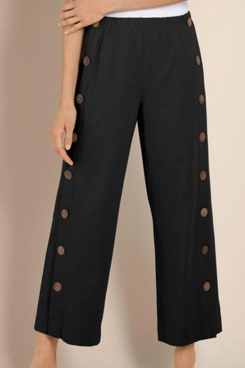 Women's Solid Color Buttons Summer Wide Leg Pants