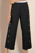 Women's Solid Color Buttons Summer Wide Leg Pants