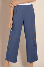 Women's Solid Color Buttons Summer Wide Leg Pants