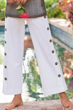 Women's Solid Color Buttons Summer Wide Leg Pants