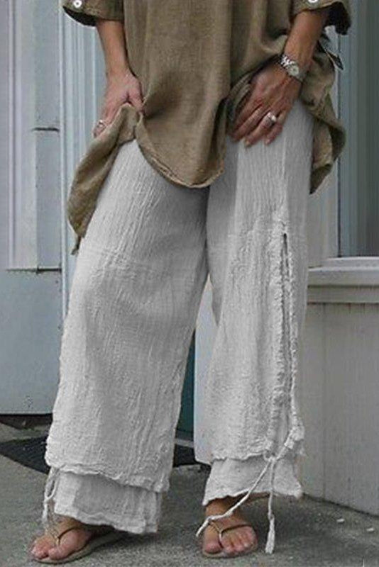 Women's Solid Color Layered Casual Loose Pants
