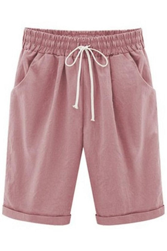 Plain with Pockets Sashes Holiday Loose Shorts (9 Colors)
