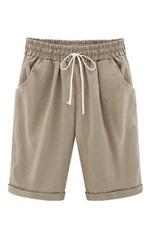 Plain with Pockets Sashes Holiday Loose Shorts (9 Colors)