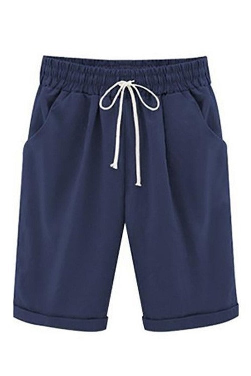 Plain with Pockets Sashes Holiday Loose Shorts (9 Colors)