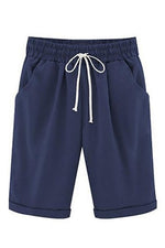 Plain with Pockets Sashes Holiday Loose Shorts (9 Colors)