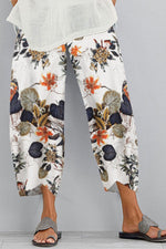 Pantalon décontracté à imprimé floral et poches