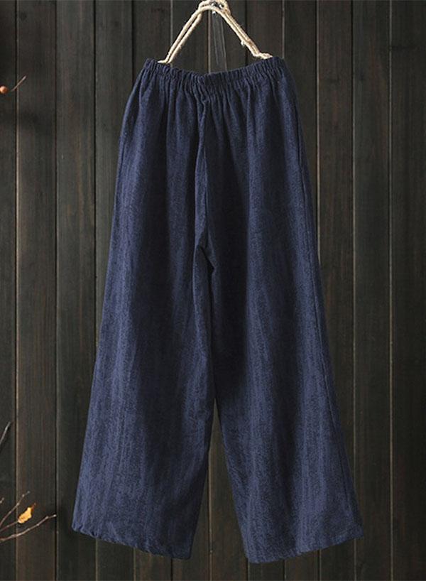 Women's Solid Color with Pockets Casual Wide Leg Pants