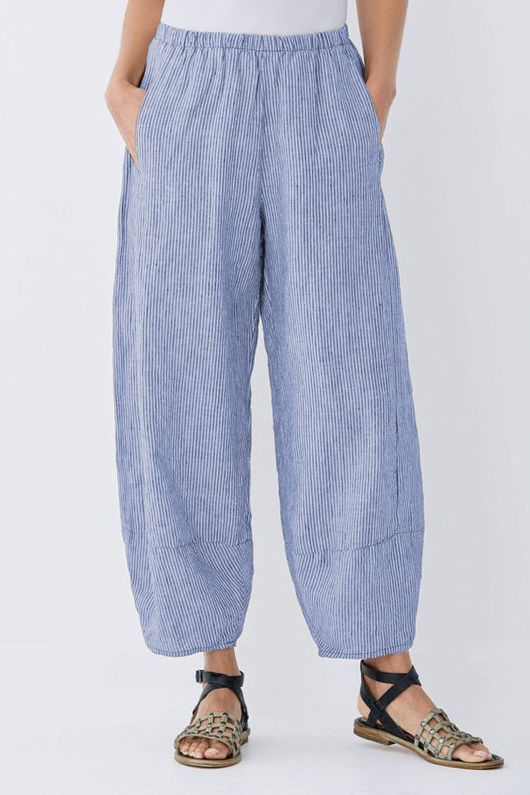 Women's Stripe with Pockets Casual Loose Pants