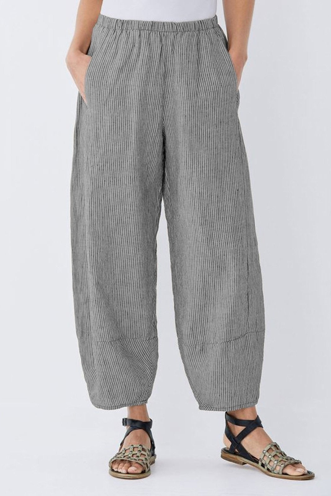 Women's Stripe with Pockets Casual Loose Pants