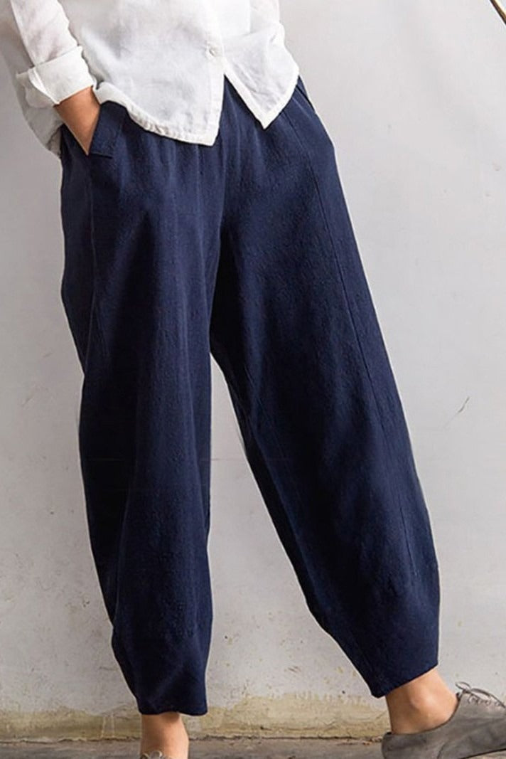 Women's Solid Color with Pockets Casual Loose Pants