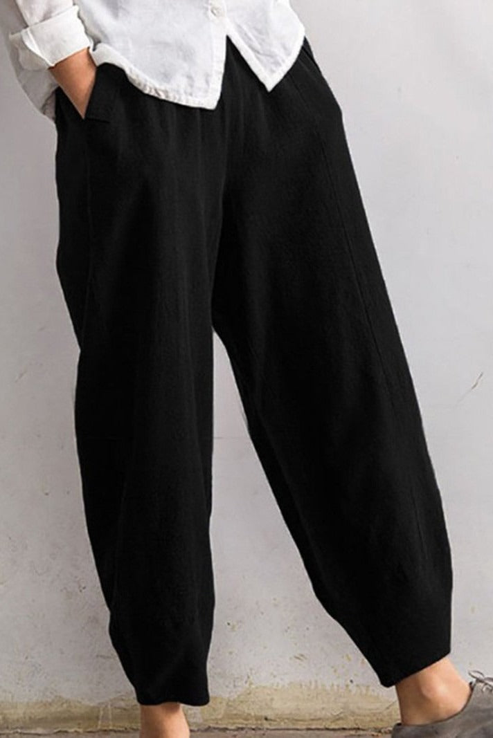 Women's Solid Color with Pockets Casual Loose Pants