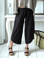 Women's Solid Color Buttons Casual Loose Pants