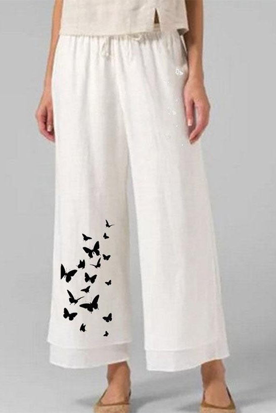 Women's Butterfly Print Summer Plus Size Pants