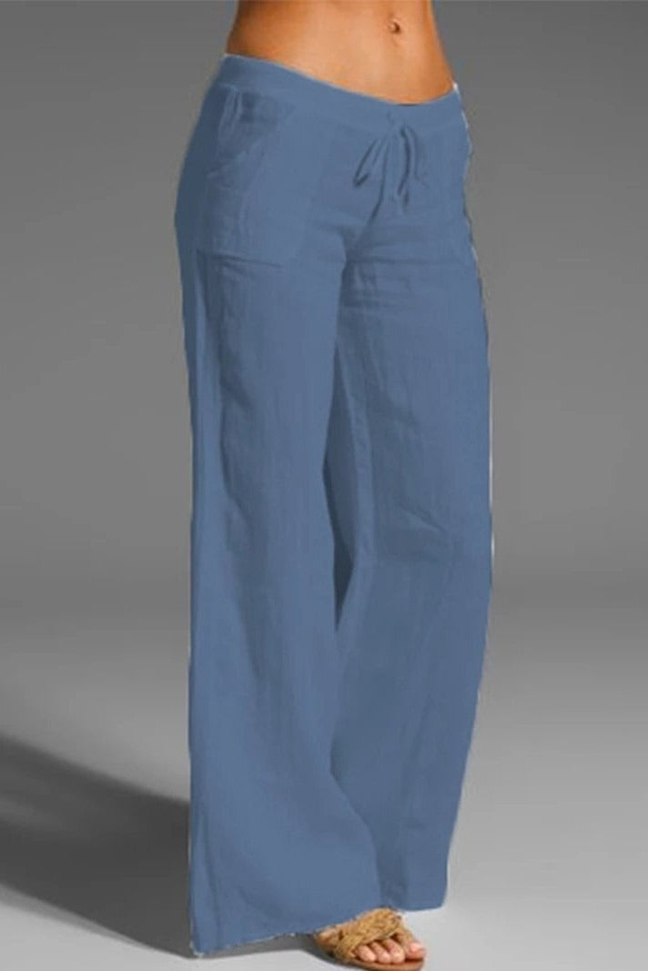 Women's Solid Color with Pockets Summer Loose Pants