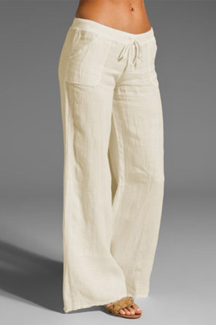 Women's Solid Color with Pockets Summer Loose Pants