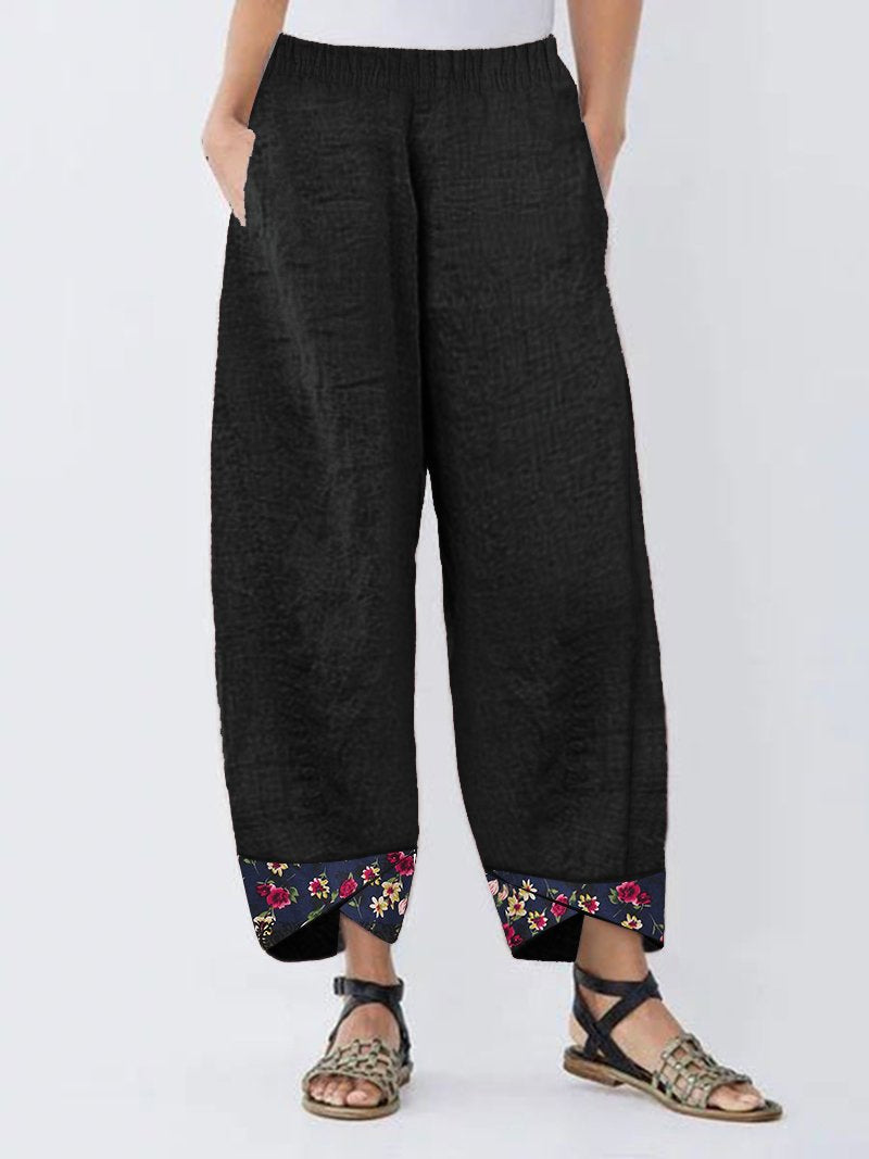 Women's Floral Print Patchwork Loose Pants