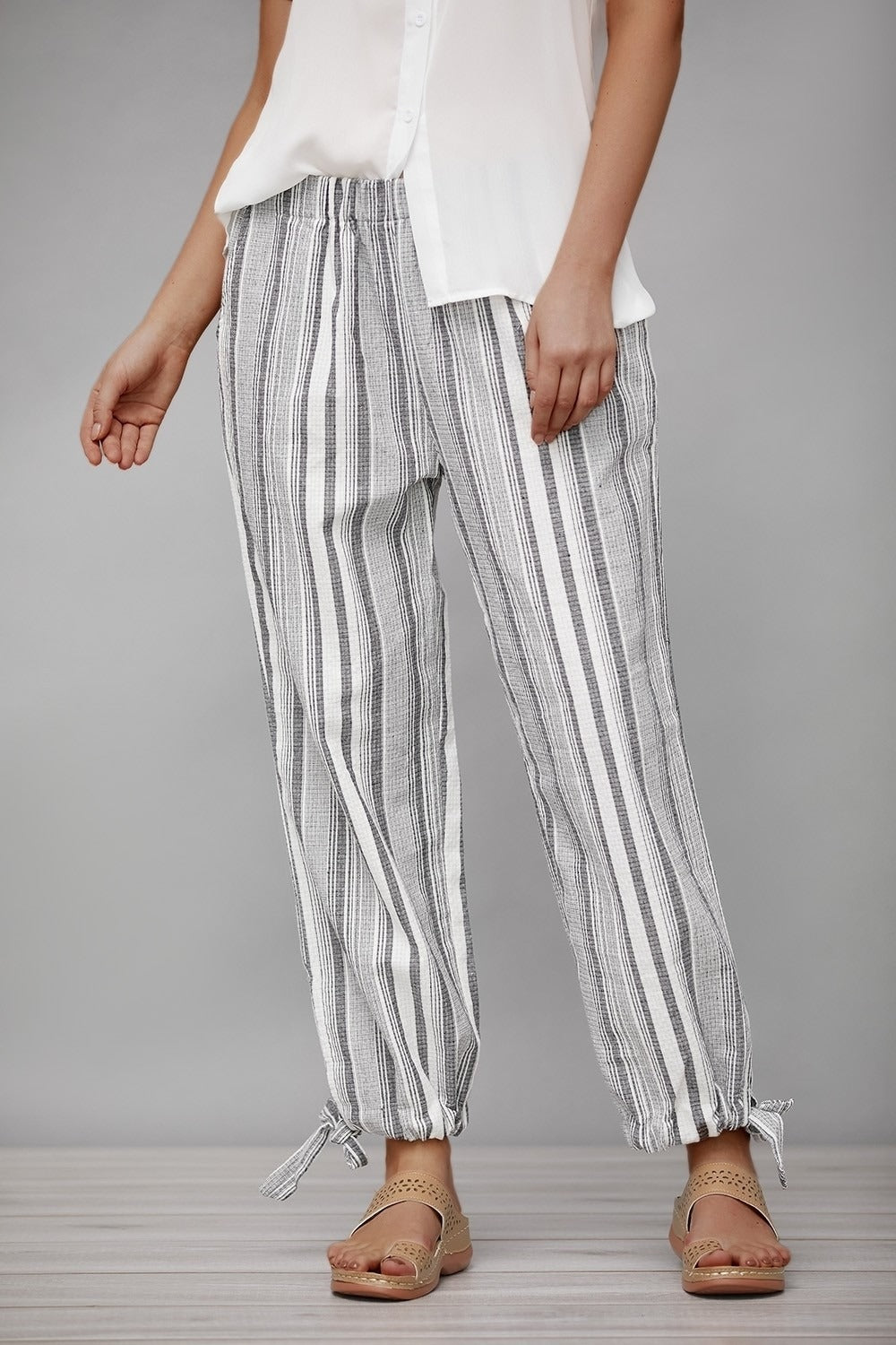 Women's Stripe with Pockets Casual Loose Pants