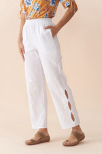 Women Gauze On-seam Pockets Elastic Waist Pants