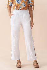 Women Gauze On-seam Pockets Elastic Waist Pants