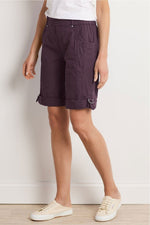 Side-seam Ring Tabs Flat Front Elastic Waistband Shorts