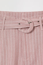 Woven Detachable Belt Side Slash Pockets Sleek Front Pleats Shorts