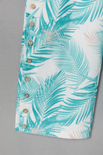 Leaf Print Buttons Casual Pants