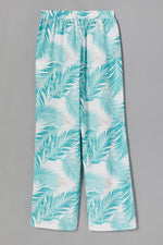 Leaf Print Buttons Casual Pants