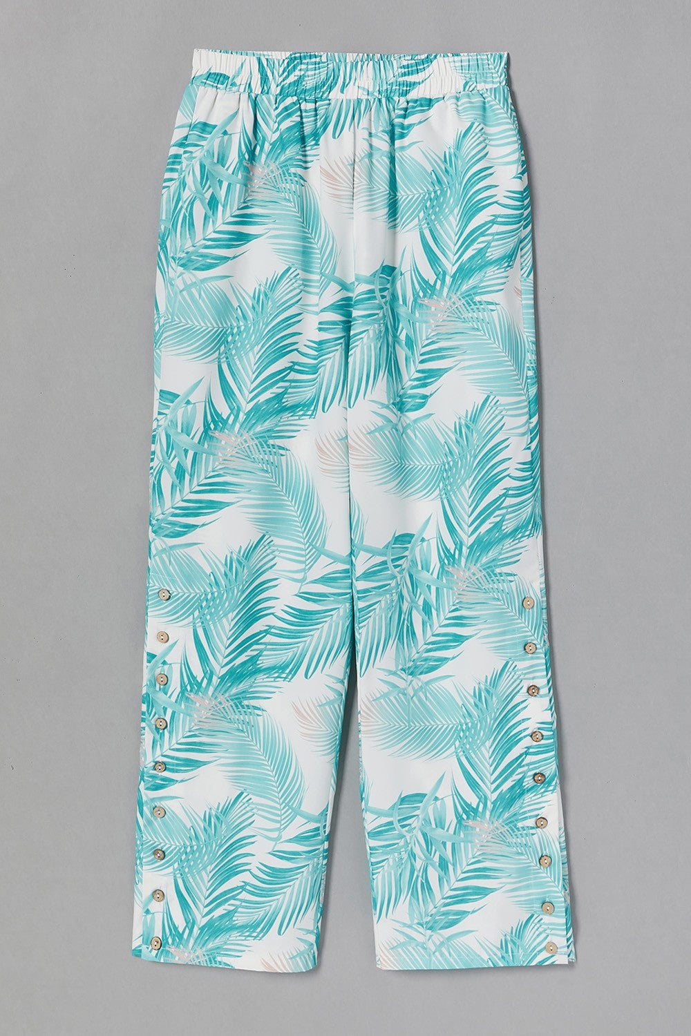 Leaf Print Buttons Casual Pants