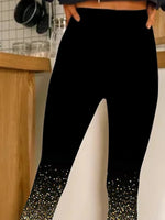 Glitters Print Casual Elastic Waist Leggings
