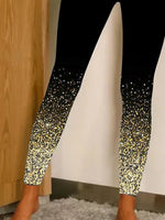 Glitters Print Casual Elastic Waist Leggings