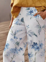Floral Print with Pockets Loose Pants