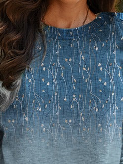 Floral Print Crew Neck Casual Sweatshirt