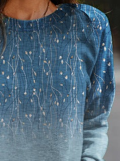 Floral Print Crew Neck Casual Sweatshirt