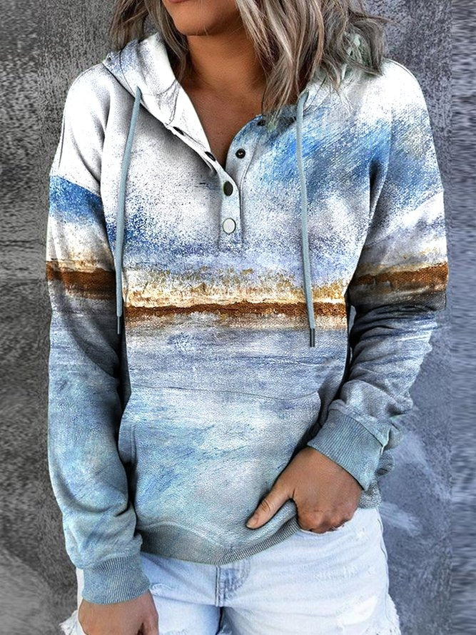 Abstract Graphic Print Casual Shift Hoodie Sweatshirt