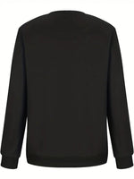 Casual Cat Print Crew Neck Sweatshirt