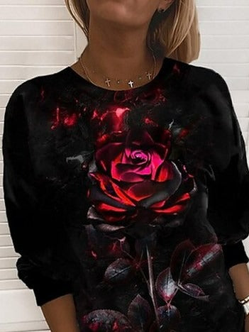 Loose Casual Floral Print Sweatshirt