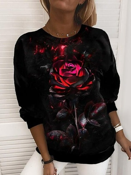Loose Casual Floral Print Sweatshirt