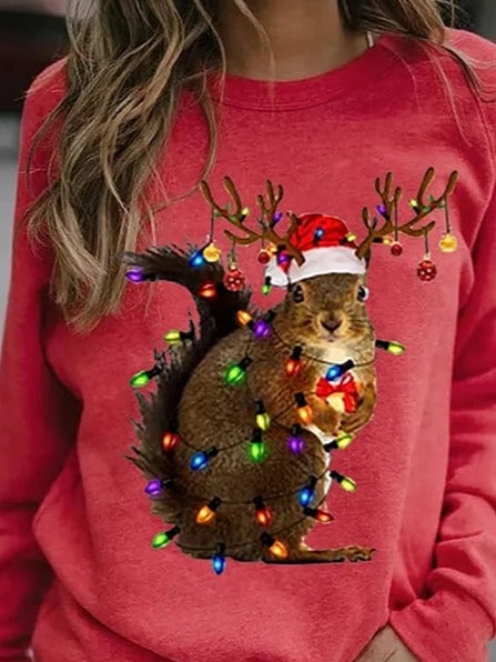 Animal Print Casual Loose Crew Neck Sweatshirt