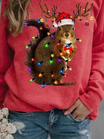 Animal Print Casual Loose Crew Neck Sweatshirt